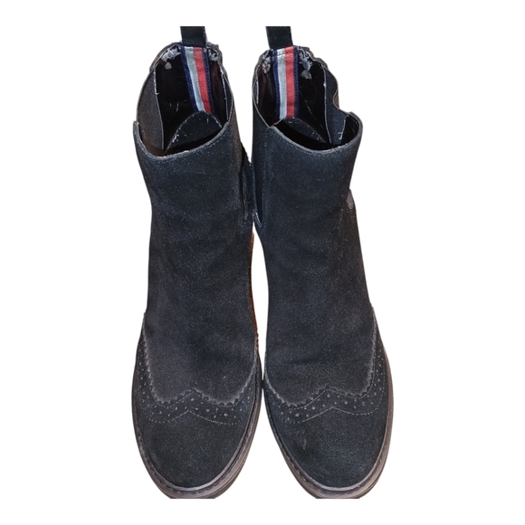 SOLD Tommy Hilfiger Black Suede Wedge Heel Boots Size 9 1/2 M - Picture 2 of 7